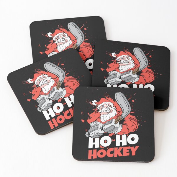 Item preview, Ho Ho Ho Hockey Pucks Santa Hats Hockey Player Christmas designed and sold by tedroyegelsd.