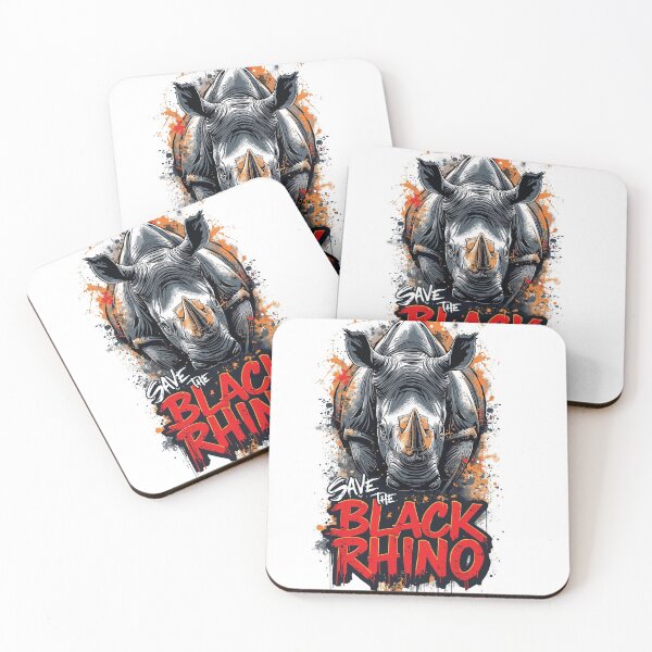 Item preview, Save the Black Rhino – Wildlife Conservation Art designed and sold by WildInkFusion.