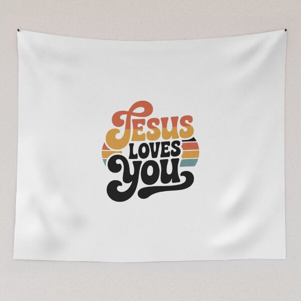 Item preview, Jesus Loves You Retro Orange Yellow Typography designed and sold by NavigatorStreet.