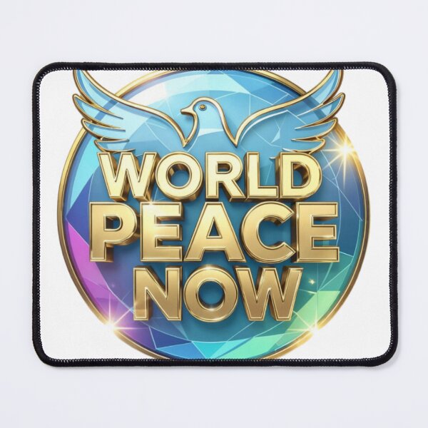 Item preview, Circular Emblem with Golden Dove and World Peace Now Text designed and sold by Creative88Art.