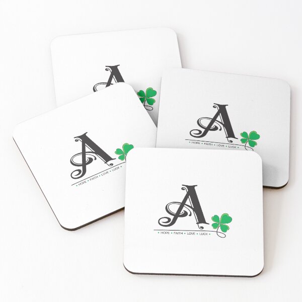 Item preview, A-Z Lucky Four-Leaf Clover Alphabet Design_A designed and sold by LittleBrushes.