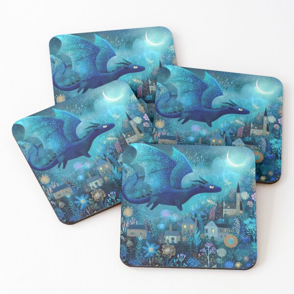 Item preview, Dragón púrpura volando sobre el pueblo designed and sold by thewandswant.