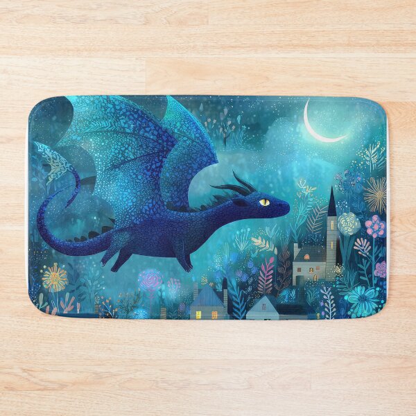 Item preview, Dragón púrpura volando sobre el pueblo designed and sold by thewandswant.