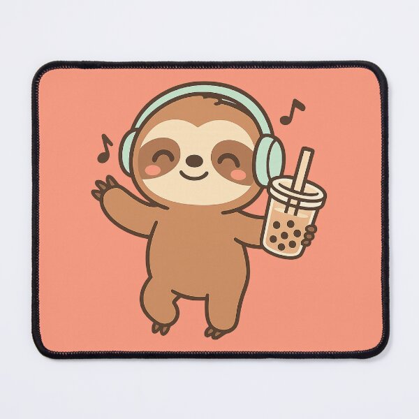 Item preview, Kawaii Sloth with Headphones and Boba Tea Cute Design designed and sold by Graphics4X.