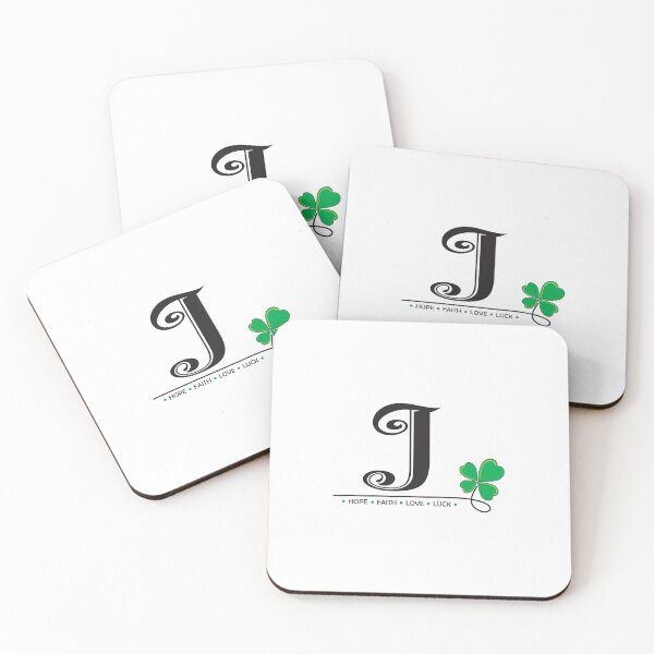 Item preview, A-Z Lucky Four-Leaf Clover Alphabet Design_J designed and sold by LittleBrushes.