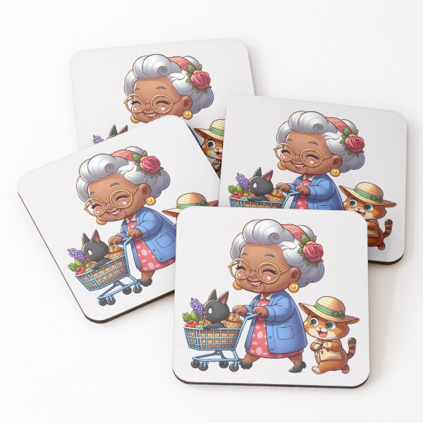Item preview, Afro Grandma Pet Lover Sticker | Granny with Cat and Dog designed and sold by Lulunza.