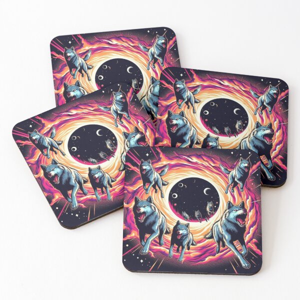 Item preview, wolves emerging from a black hole in space designed and sold by Dogandesighn.