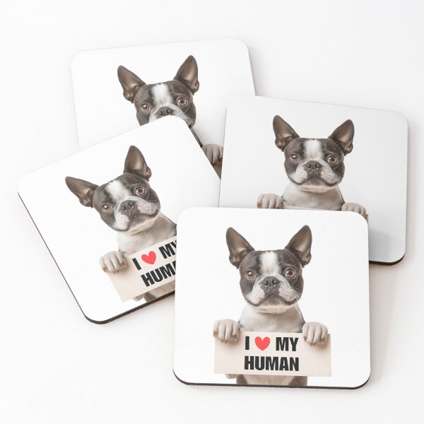 Item preview, Cute Boston Terrier with Signboard I love my Human  designed and sold by LazyOwlStore.