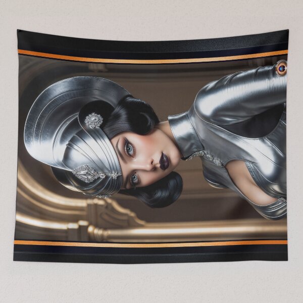 Item preview, Retro-Futuristic Art Deco Portrait Of Lucciana Vellariana Mesmerizing AI Concept Art by Xzendor7 designed and sold by Xzendor7 Digital Art Creations.