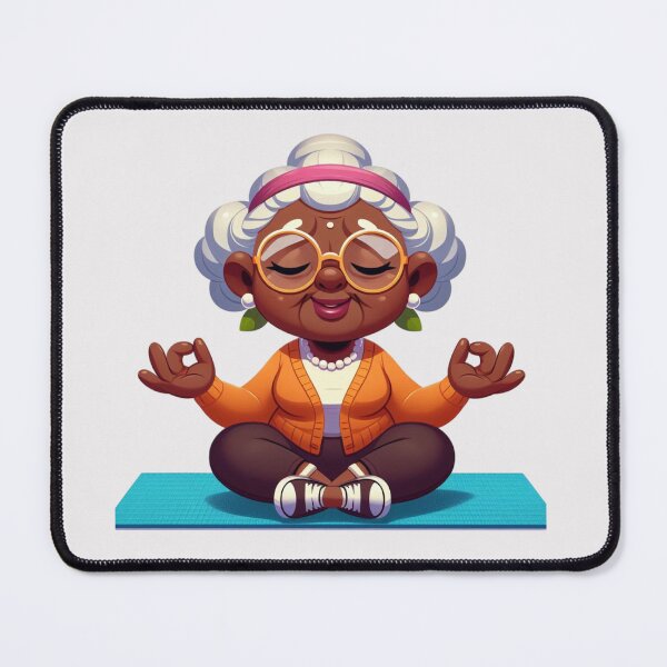 Item preview, Afro Grandma Yoga Sticker | Cute Granny Cartoon designed and sold by Lulunza.