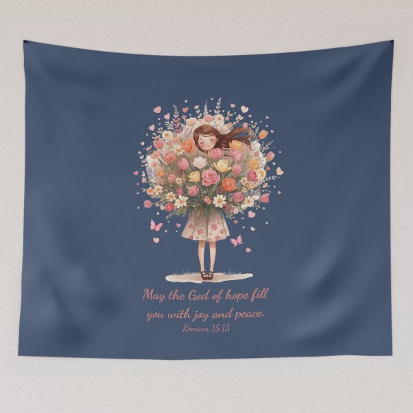 Item preview, God of Hope Christian Affirmation Art – Romans 15:13 Inspirational Floral Design designed and sold by AmenAlways.
