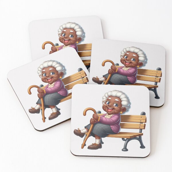 Item preview, Afro Grandma Cozy Life Sticker | Cute Chibi Grandmother designed and sold by Lulunza.
