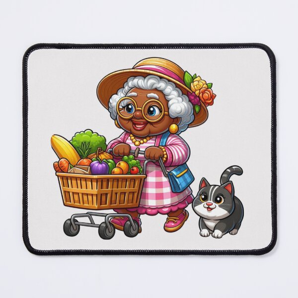 Item preview, Afro Grandma Shopping Sticker | Funny Old Lady Cartoon designed and sold by Lulunza.