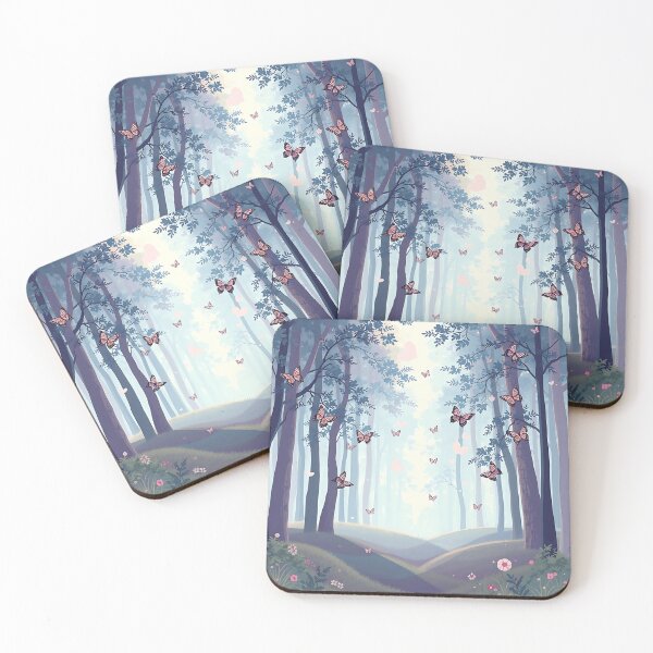 Item preview, Glitch Art Pastel Forest with Pixel Butterflies designed and sold by sharon1210.