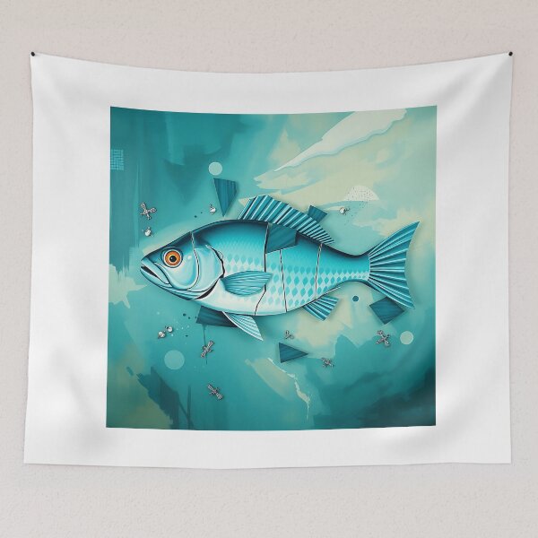 Item preview, Cubist Turquoise Fish Fragmentation designed and sold by sharon1210.