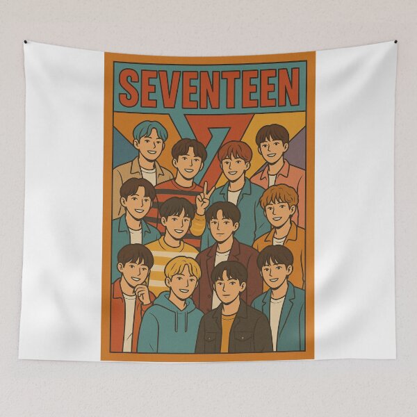 Item preview, Seventeen K-Pop | Retro Style Fan Art of All 13 Members designed and sold by Neon Seoul.