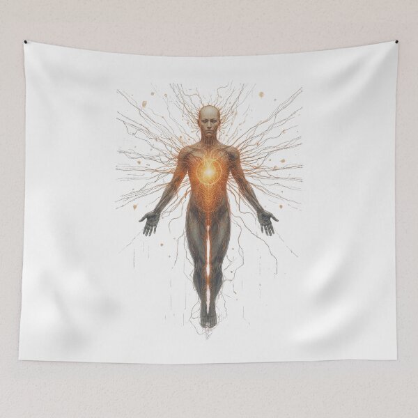 Item preview, Human & AI Symbiosis – Hand-Drawn Sketch Futuristic Art designed and sold by Jennah.