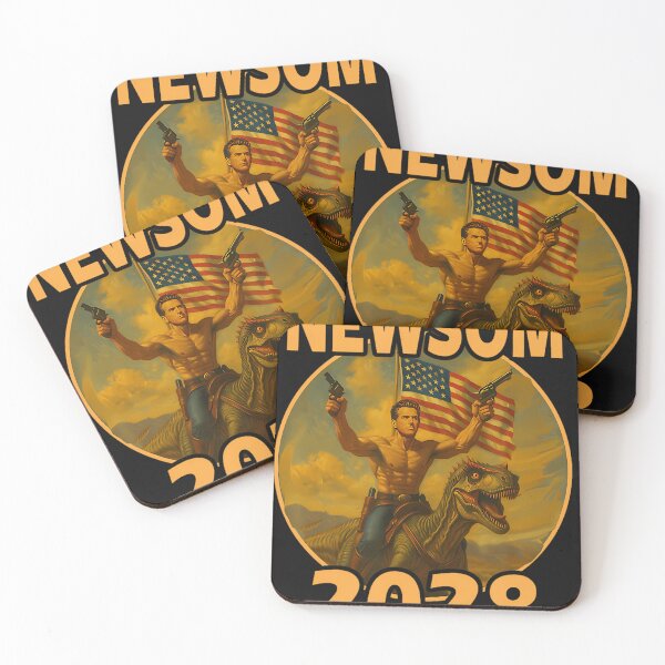 Item preview, Gavin Newsom 2028 Bold Patriotic Leader Riding Dinosaur 1469 designed and sold by TrachenaWal.