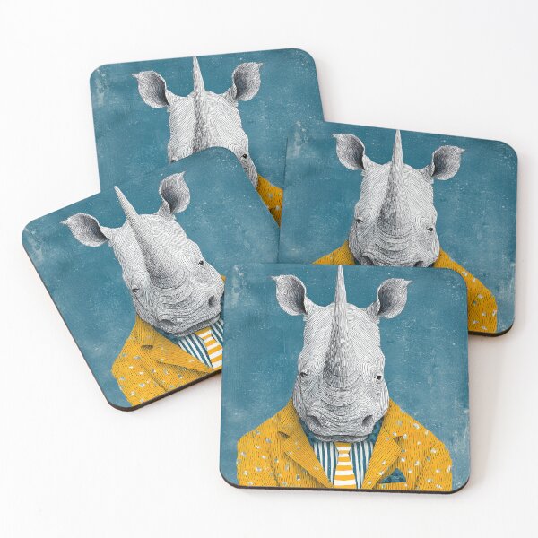 Item preview, Certain – Confident Rhino Illustration in Yellow Jacket designed and sold by semartstudio.