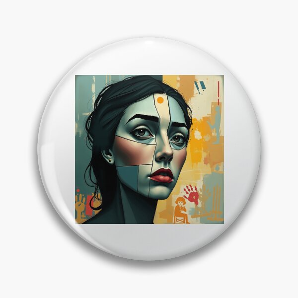 Item preview, Cubist Fragmented Face in Cool Tones designed and sold by sharon1210.