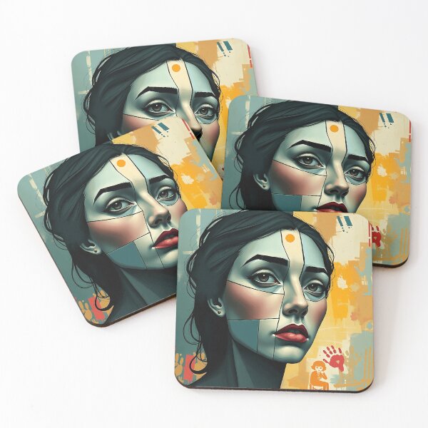 Item preview, Cubist Fragmented Face in Cool Tones designed and sold by sharon1210.