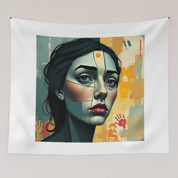 Item preview, Cubist Fragmented Face in Cool Tones designed and sold by sharon1210.