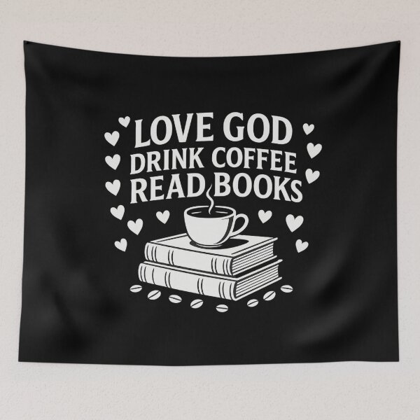 Item preview, Love God Drink Coffee Read Books Religious Quote designed and sold by flagylART.