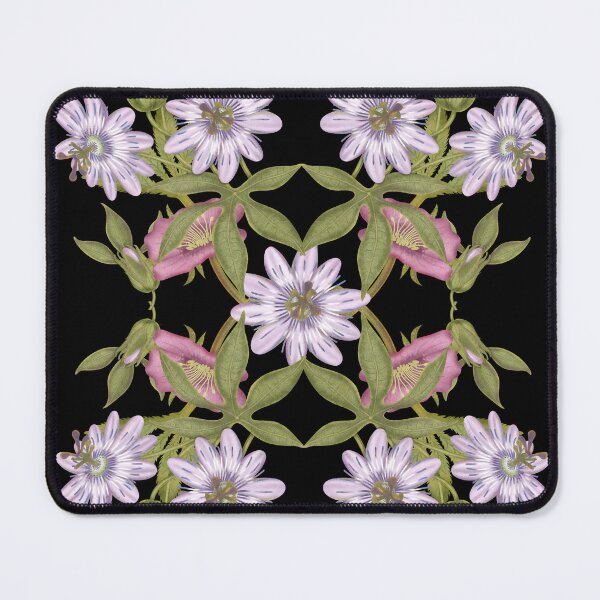 Item preview, Passiflora herbertiana, Helleborus orientalis. Botanical watercolor composition with purple and pink flowers, green leaves designed and sold by Grin Katalina Floral Patterns & Cozy Art.