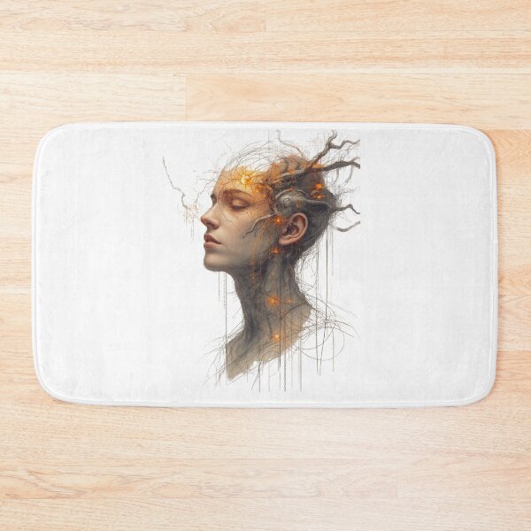 Item preview, AI & Human Symbiosis Head – Futuristic Hand-Drawn Neural Fusion Art designed and sold by Jennah.