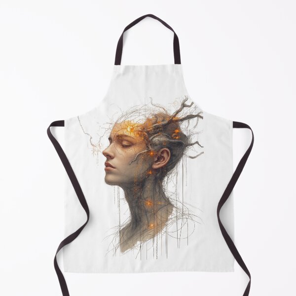 Item preview, AI & Human Symbiosis Head – Futuristic Hand-Drawn Neural Fusion Art designed and sold by Jennah.