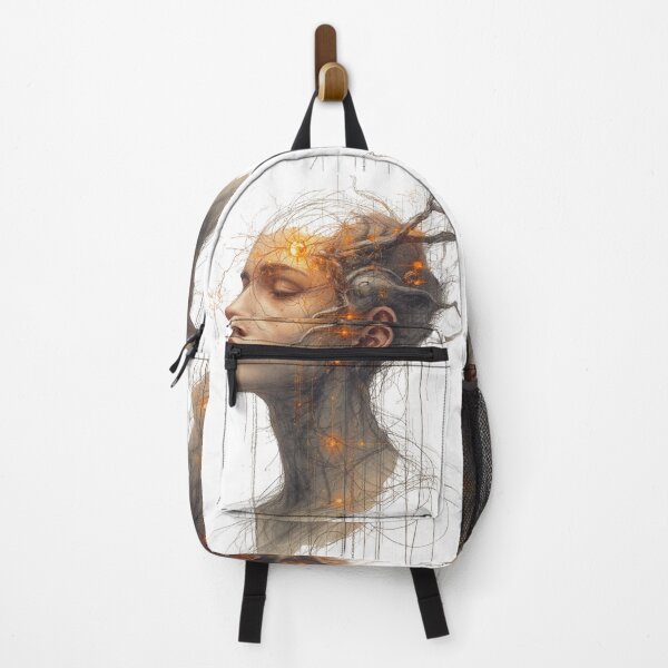 Item preview, AI & Human Symbiosis Head – Futuristic Hand-Drawn Neural Fusion Art designed and sold by Jennah.