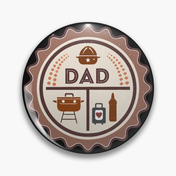 Item preview, Diseño de insignia Retro Dad³: iconos de parrilla, caja de herramientas y biberón designed and sold by VividOrganica.