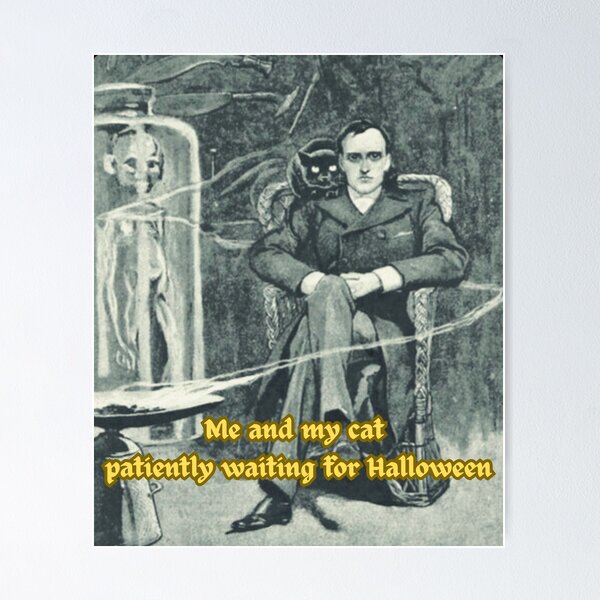 Item preview, Me and my cat patiently waiting for Halloween designed and sold by TwoMagpiesShop.