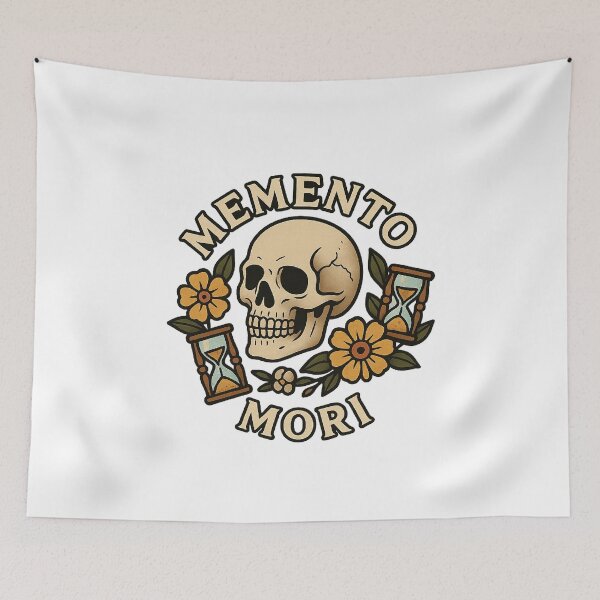 Item preview, Memento Mori Skull Flowers Hourglass Philosophy  designed and sold by The Junto Shop.