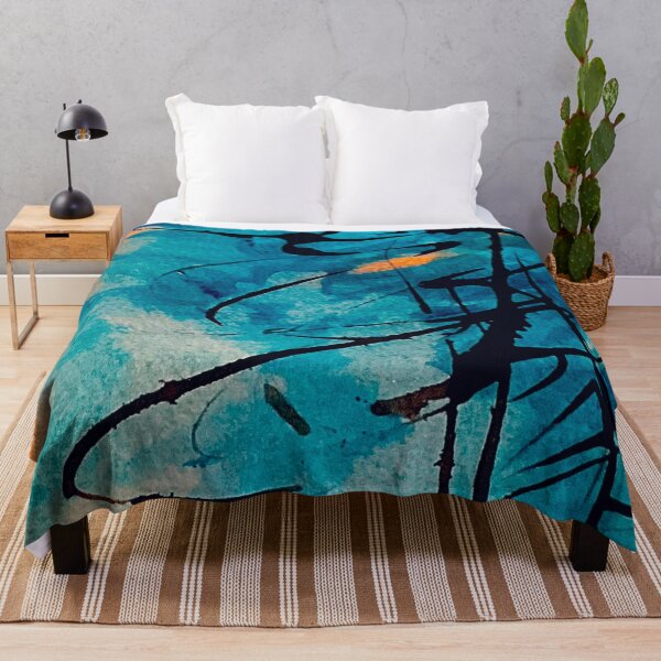Item preview, Bright colorful abstract in blue and orange designed and sold by Kandoart.