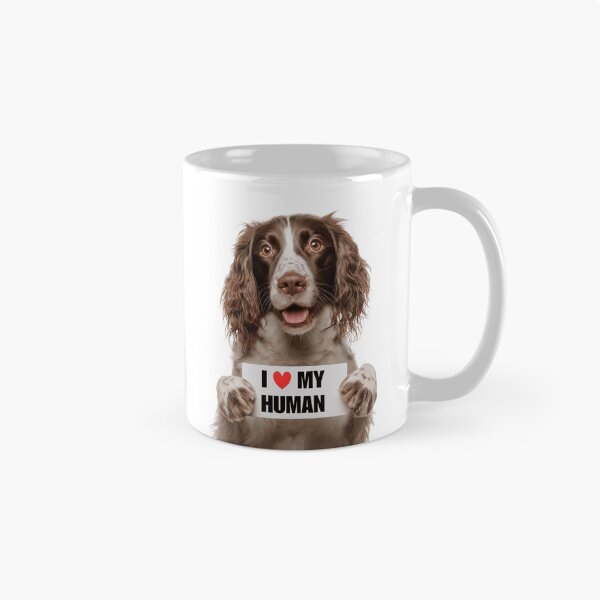 Item preview, Cute English Springer Spaniel dog with Signboard I love my Human  designed and sold by LazyOwlStore.