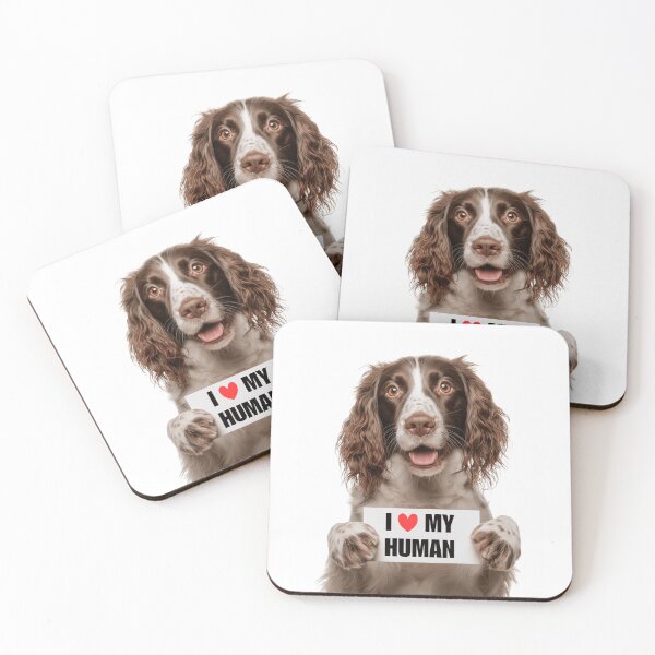 Item preview, Cute English Springer Spaniel dog with Signboard I love my Human  designed and sold by LazyOwlStore.