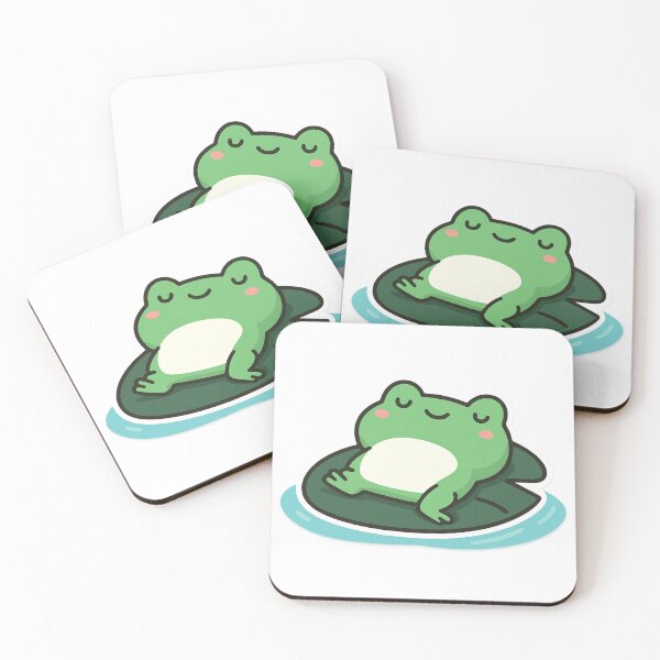 Item preview, Cute Relaxing Frog – Kawaii Frog on Lily Pad Illustration designed and sold by VDekDesigns.