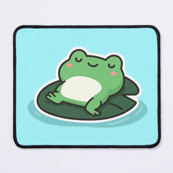 Item preview, Cute Relaxing Frog – Kawaii Frog on Lily Pad Illustration designed and sold by VDekDesigns.