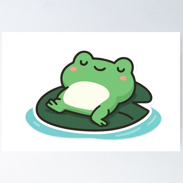 Item preview, Cute Relaxing Frog – Kawaii Frog on Lily Pad Illustration designed and sold by VDekDesigns.