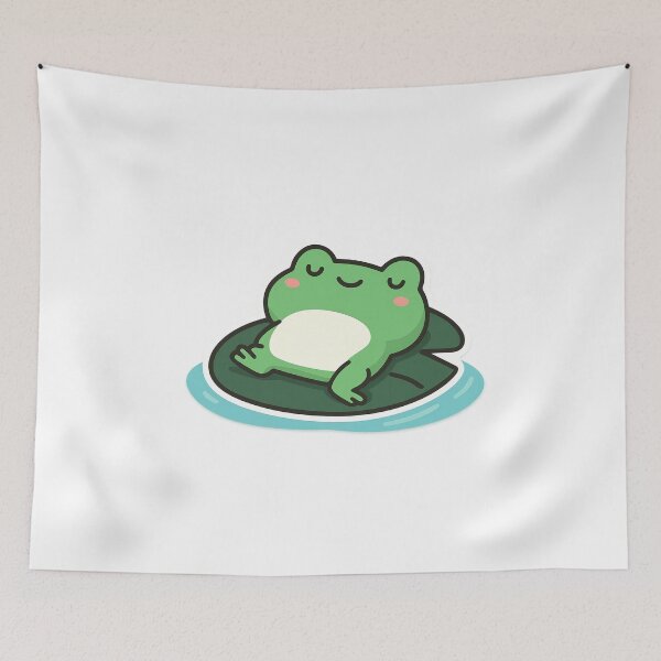Item preview, Cute Relaxing Frog – Kawaii Frog on Lily Pad Illustration designed and sold by VDekDesigns.