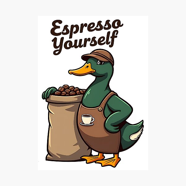 Item preview, Espresso Yourself – Coffee Barista Duck Pun Design designed and sold by TeeTimeTreasure.