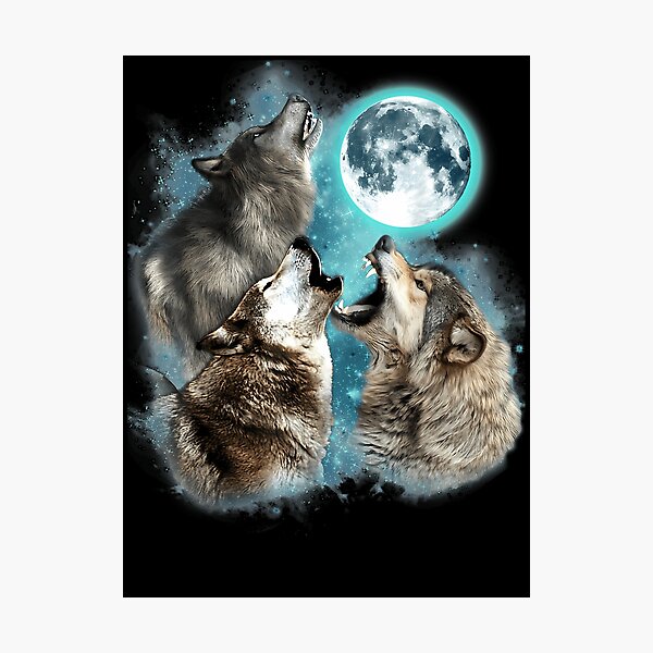Item preview, 3 Wolf Moon Howling Wolf Head Funny Wolves For Men Women T-Shirt (1) designed and sold by evar42devon.