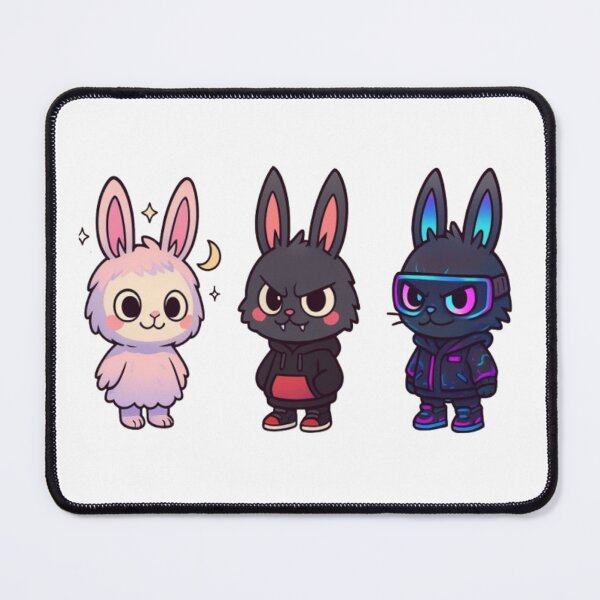 Item preview, Pack de 3 Labubu Style – Dreamy, Streetwear & Cyberpunk designed and sold by MeowLoka ⭐⭐⭐⭐.