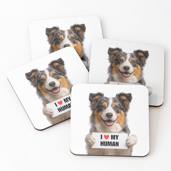 Item preview, Cute Miniature American Shepherd dog with Signboard I love my Human  designed and sold by LazyOwlStore.