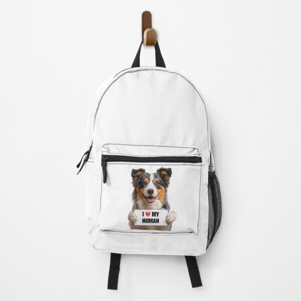 Item preview, Cute Miniature American Shepherd dog with Signboard I love my Human  designed and sold by LazyOwlStore.