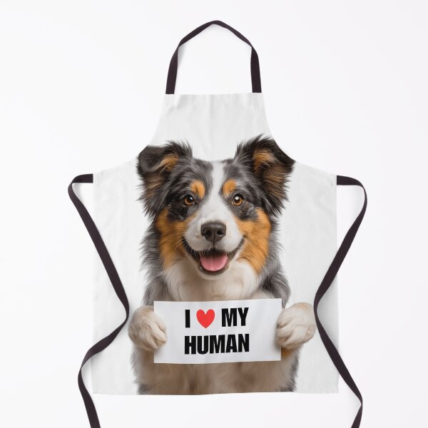 Item preview, Cute Miniature American Shepherd dog with Signboard I love my Human designed and sold by LazyOwlStore.