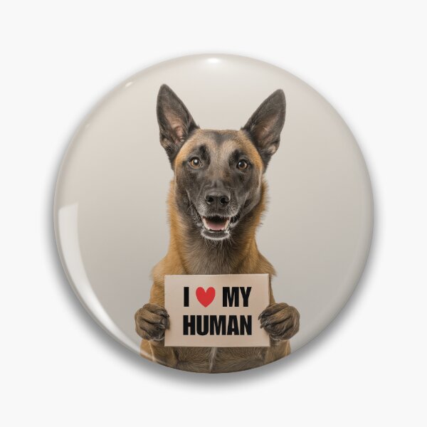 Artikelvorschau, Süßer belgischer Malinois-Hund mit Schild „Ich liebe meinen Menschen“ entworfen und verkauft von LazyOwlStore.
