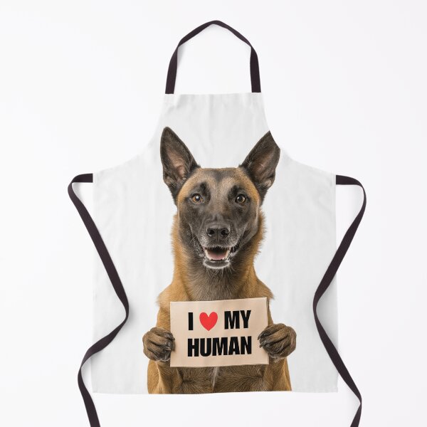 Artikelvorschau, Süßer belgischer Malinois-Hund mit Schild „Ich liebe meinen Menschen“ entworfen und verkauft von LazyOwlStore.