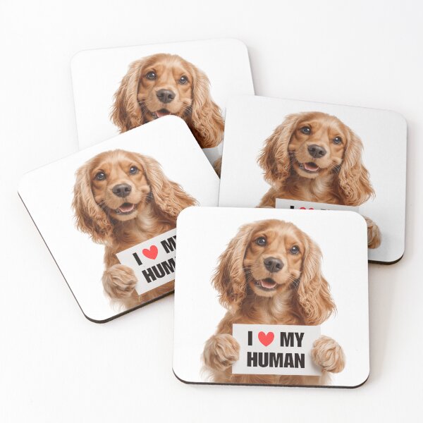 Item preview, Cute Cocker Spaniel dog with Signboard I love my Human  designed and sold by LazyOwlStore.